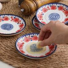 Ceramic Multi-Function Grinding Plate, Ceramic Manual Grinder, Polish Floral Design, Hand-Painted Underglaze, Suitable For Ginger, Garlic, Cheese And Vegetables, Portable And Easy To Clean, Fashionable Kitchenware, Garlic Grinder, Handmade, Suitable For Hotels, Restaurants And Homes - Multicolor - View 8