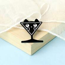 1Pc Of Black And White Minimalist Style Cat Brooch With Multiple Creative Cat Badges Student Party Versatile Backpack Accessories Jewelry - Multicolor - View 9