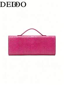 Dedoo Handbag Envelope High-End New European And American Fashion Crocodile Pattern Handheld Evening Bag Shoulder Bag Crossbody Bag - Hot Pink - View 4