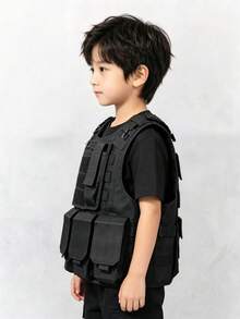 1件戰術背心，戶外軍事愛好者裝備，CS戰鬥背心，兩棲耐磨戰術馬甲 - 黑色 - 查看 5