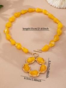 1 Pc Baroque Irregular Pearl Long Necklace For Women, Gold Color Trim Hollow Wreath Pendant OT Toggle Statement Jewelry - Yellow Baroque Pearl Pendant Necklace - View 3