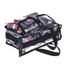 Clear PVC Makeup Bag, Transparent Cosmetic Organizer Tote, Waterproof Travel Toiletry Storage Bag With Removable Shoulder Strap, Front Pockets, Zipper Pouch And Handle For Makeup Brushes Beauty Tools - View 3