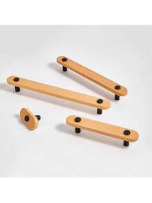 Long Solid Wood Furniture Handle Minimalist Natural Wood Style Kitchen Wardrobe Drawer Pull Furniture Hardware Accessory - Multicolor - View 4