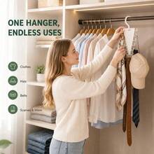 V Shaped Double-Sided Closet Organizer Hanger, 360° Rotating Multi-Layer Vertical Clothes Storage Rack With 12 Hooks - Multicolor - View 3