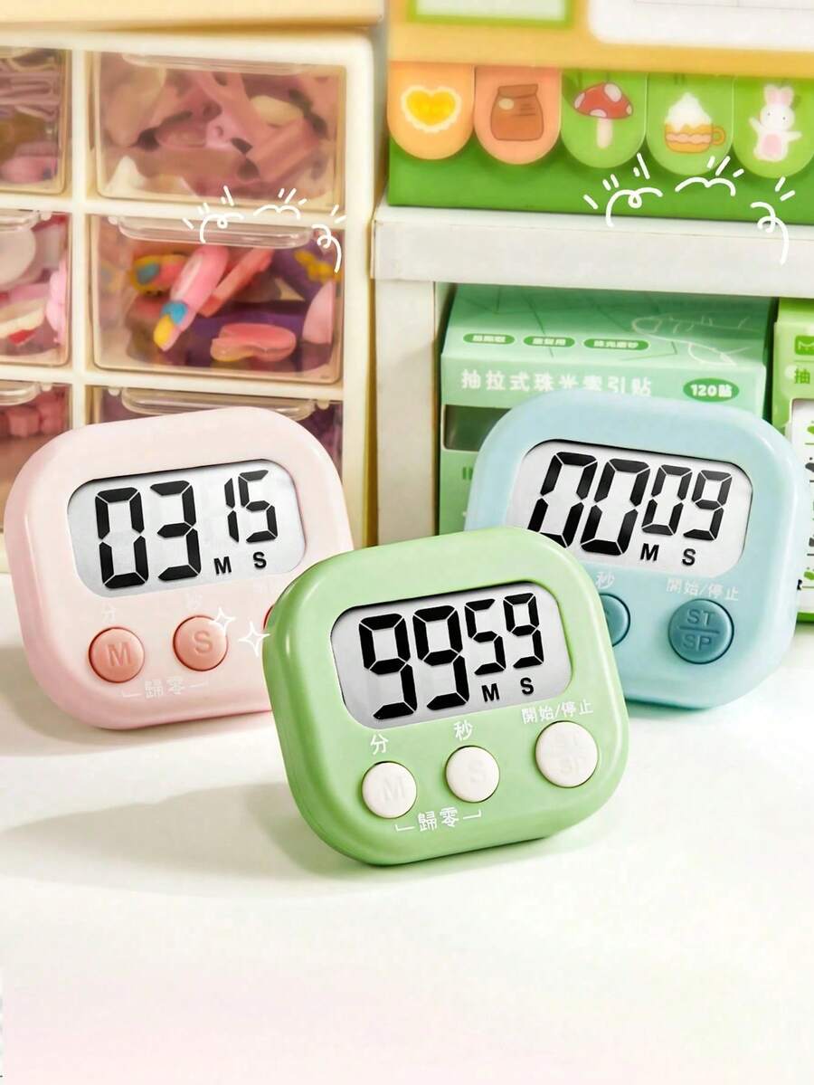 1pc Multifunction Electronic Timer, Magnetic Digital Timer, Large LCD Display, Countdown Timer With Sound/Mute Switch, Widely Used For Break Time, Cooking, Fitness, Meetings, Classrooms, Timer Gift, Apartment Essential, College Dorm Essential (New And Old Models Randomly Shipped) - Multicolor - View 1
