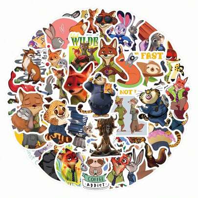 Spin Master 1 Set/50pcs 2026 New Nick & Judy Cute Stickers, Planner Stickers Can Be DIY Pasted On Phone Cases, Luggage, Guitars, Skateboards, Notebooks, Etc., Small Gifts And Surprises For Friends And Family (Random Styles)