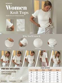 Women's Casual Solid Color Round Neck Ruffle Hem Short Sleeve Loose Wool Blend T-Shirt, Spring/Autumn White Summer - White - View 7