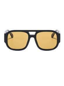 1 Pair Men's Black Double Bridge Square Frame American Retro Fashion Glasses - Black - View 3