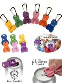 Soda Can Opener Keychain Pendant - Lightweight And Portable, Suitable For Family Gatherings, Outdoor Activities, Office And Other Occasions. This Keychain/Beverage Dust Cover Is A Convenient Tool For Various Occasions. - Multicolor - View 3
