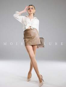 MOIRÉALLURE 1pair Solid Color Suitable For Daily Life Basic Tights - Clear - View 2