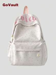 Mochila con patrón de estrellas dulces para niñas, mochila escolar ligera con múltiples bolsillos, mochila linda para uso diario y viajes, accesorio versátil esencial para la temporada de regreso a clases - Multicolor - Ver 1