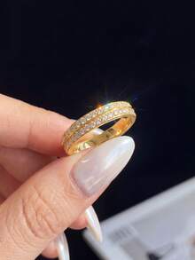 1件 總克拉重量：0.34CT 優雅極簡雙莫桑石戒指 925純銀 適合女性婚禮與日常配戴 - 雙鑽莫桑戒指 - 查看 5