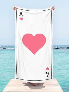1件超柔軟愛心 Ace 微纖維沙灘巾，居家裝飾，適用於海灘、游泳池、露營與旅行，極致舒適 - 彩色 - 查看 6