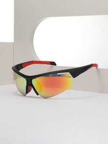 1 par de gafas de bicicleta de moda - Gafas deportivas unisex a prueba de viento, gafas de bicicleta de montaña a prueba de viento para deportes al aire libre - Negro y rojo - Ver 1