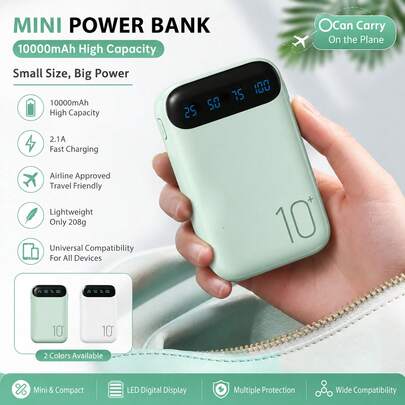 Mini Portable Charger 10000mAh, PD22.5W Fast Charging Power Bank For Multiple Devices Travel Friendly