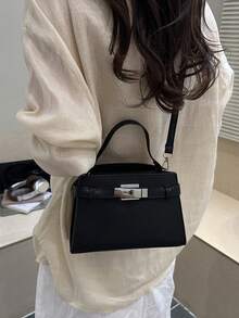 女款小手提包 2026新款 時尚簡約休閒通勤斜背方包 - 黑色 - 查看 5