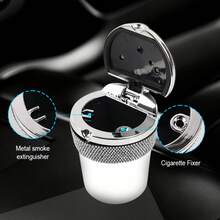 Crystal Inlaid Car Ashtray - Windproof With Lid, Fashion Design, Suitable For Cars, Trucks And Car Interior Modification Accessories - Multicolor - View 3