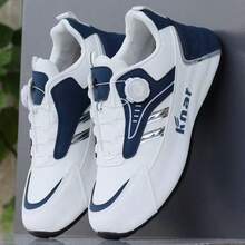 Sepatu Sneakers Patchwork Blok Warna Fashion Pria, Gaya Kasual dan Sporty, Dilengkapi dengan Desain Gesper yang Dapat Diputar, Nyaman dan Anti Selip, Cocok untuk Pemakaian Sehari-hari - A551 Putih - View 4