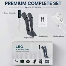 Air Wave Leg Massager 2-Piece Set, 3-Zone Independent Control Hook And Loop Air Pressure Foot Therapy Machine, 3 Modes 3 Intensity Levels Human-Like Kneading, Smart Control Combination Thigh Calf Sole Massage, Recommended Gift - Grey - View 7