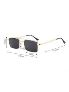 1pc Men's Fashion Glasses, Square Frame, European And American Style Fashion Design, Business Casual Fashion Glasses, Personalized Glasses, Unique Customized Glasses, Suitable For Daily Outings, Going Out, Driving, And Outfit Matching - Gold - View 5