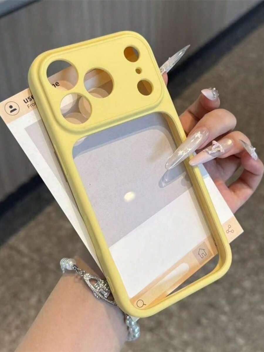 1件 極簡啞光邊框透明壓克力純色手機殼，多巴胺配色，相機凸起保護，全包防摔設計，適用於 iPhone 17 Pro Max/17 Pro/17 Air/17/18/18 Pro/18 Pro Max/16 Pro Max/16 Plus/16 Pro/16/15 Pro Max/15 Plus/15 Pro/15/14 Pro Max/14 Plus/14 Pro/14/13 Pro Max/13 Pro/13/12 Pro Max/12 Pro/12/11 Pro Max/11 系列