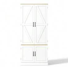 Kitchen Cabinets, Tall Cabinets And Storage Units With Motion Detector, Adjustable Shelves, Storage Compartments On Doors And Drawers, Suitable For The Kitchen, Dining Room And Living Room, White - 白色 - 查看 7