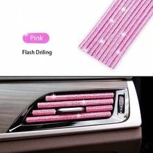 1 pieza Tira decorativa de 20 cm/Tira decorativa de rejilla de aire de coche con diamantes de imitación/Tira de clip en forma de U con diamantes de imitación para la rejilla de aire acondicionado del interior del coche - Tira decorativa incrustada de diamantes - Ver 13