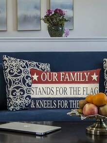 1pc, Linen America The Beautiful Let Freedom Ring Throw Pillow Covers, Freedom 4th Of July Patriotic Independence Memorial Day Cushion Case For Sofa Couch(Single Side, No Pillow Core) - 12x20英寸 - 查看 2