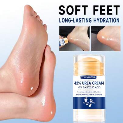 YOUNGCOME 42% Urea Cream With 2% Salicylic Acid, Intense Moisturizing Hand & Foot Repair Cream, Shea Butter Tea Tree Oil Vitamin E For Dry Rough Cracked Skin, Smooth Soft Heels Elbows Knees Care 40g