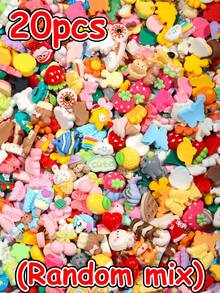 10/20/30/40/50/100/150/200/500pcs Random Resin Accessories Set[Without Ring Pin Style], Creative Cute Sweet Fresh Girl Cartoon DIY Decoration Jewelry Accessories, Multiple Colors, Styles, Designs, More Quantity More Variety, Can Be Used As Keychain, Necklace, Bracelet, Dust Plug Pendant Charms, Back To School Season Party Favors, Great Small Gift - Multi-color [Nail-free] - View 15