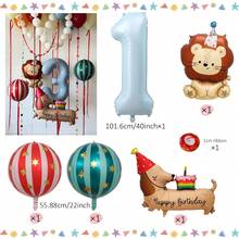 40 Inch Light Blue Number 0-9 Balloon Set, Cute Lion And Dachshund Balloon Circus Theme Suitable For Birthday Party Decoration, Children's Photo Booth Props, - View 16