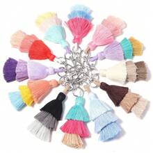 1pc/Pack Tassel Keychain 14.5cm Gradient Color Three-Layer Tassel Christmas Tree Pendant Phone Charm Decoration Handmade DIY Clothing Accessories Bag Jewelry Parts - Tassel Keychain - View 9