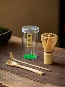 2pcs Bamboo Tea Stirrer Tea Spoon Matcha Whisk And Tea Scoop Tea Set Back To School Essential - Multicolor - View 4
