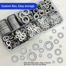 600pcs Polished Flat Washers Assortment Set, M2 To M12 Sizes With Storage Box, Metal Gasket Fasteners For Home Decoration, Kitchen Repairs, Industrial Maintenance & Daily Hardware Applications - A - View 8