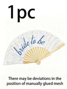1pc White Lace Folding Fan Suitable For Bride, Foldable Wooden Lace Fan, Wedding Accessory, Bridal Hand Fan, Bridesmaid Gift, Souvenir, Photography Prop, Suitable For Various Holidays And Parties - A - View 9