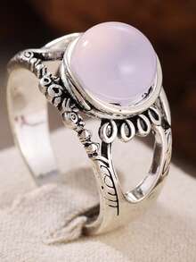 Vintage Damenring mit Cut Out Blumenverzierung, Wald-Landhausstil, vielseitiges Accessoire für Dates und Urlaub - Babypink - Übersicht 11