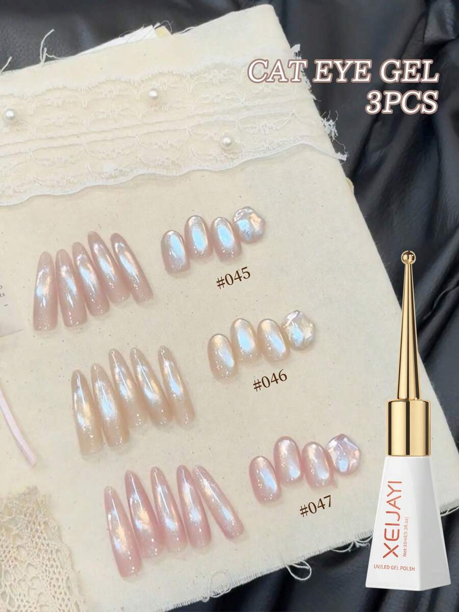 XEIJAYI 10ml 冰雪猫眼凝胶指甲油 - 可撕拉,UV/LED 可卸,3 种颜色可选,光泽亮丽,适合 DIY 和美甲沙龙使用 - 彩色 - 查看 1