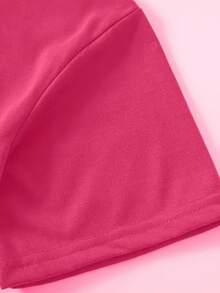 Women's Short-Sleeved T-Shirt With A Fun "Bubblegum" Poodle Print, Round Neck, Machine Washable, Skin-Friendly, Soft, Breathable, Suitable For Spring. - Hot Pink - View 4