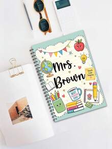 1pc Custom Teacher Name Spiral Notebook,Cute Classroom Clipboard For Educators Students,Teachers Office Staffs Gift,Back To School,Teacher Appreciation Gift,Classroom Must Haves,Lesson Plan Notebook - Multicolor - View 4