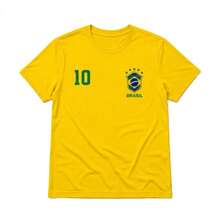 Brazil Kids' Fan Jersey Number 10 Football Yellow Premium - 黃色 - 查看 3