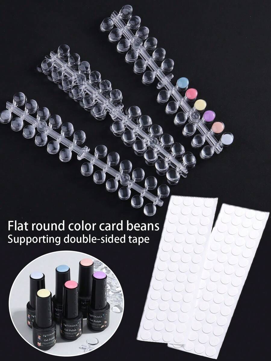 120/240 Peças Adesivos de Exibição de Unhas Falsas com Ponto Redondo para Tabela de Cores de Esmalte, Tabela de Exibição de Cores de Arte de Unhas Transparente com Adesivo no , Adequado para Treinamento e Prática de Esmalte de Unhas - Multicolorido - Visão 1