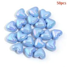 50 PIEZAS Cuentas con forma de corazón recubiertas de acrílico con agujero , adecuadas para la fabricación de joyas, materiales para pulseras y collares de cuentas hechos a mano DIY, regalo perfecto para el Día de San Valentín, aniversario, cumpleaños para tu ser querido - Multicolor - Ver 13