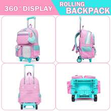 Girls' Rolling Backpack - Cute Carry-On Bag With Crossbody Bag And Pencil Case, Suitable For Elementary Students - 14+ Girls' Travel Luggage - Children's Rolling Bags - View 5