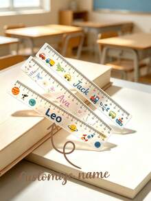 Customized Cartoon Name Ruler, Personalized Reading Aid Ruler, Suitable For Daily Learning And Desktop Decoration, Customized Name Ruler Bookmark, Suitable For Home Or Office, Customizable Gift Ruler, Creative Stationery Gift, Suitable For Friends, Family, Teachers, Daily Use - Multicolor - View 3