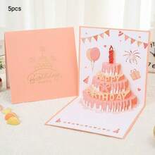 1PC/5PCS/10PCS Hot-Selling Creative Premium 3D Pop-Up Cake Colorful Cute Folding Birthday Greeting Card With Gift Envelope - Cake Greeting Cards - View 10