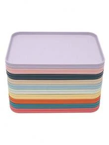 1pc Plastic Fast Food Tray, Bulk Colorful Cafeteria Food Tray, Rectangular Meal Tray, Restaurant Lunch Tray, Suitable For School, Party, Kitchen, Cafe, BBQ Dining, 10 Colors (30.48 X 22.86 Cm) - View 3