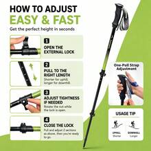 Ultra-Lightweight Folding Adjustable Hiking Pole With Lock, For Outdoor Camping And Trekking - Multicolor - View 4