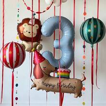 40 Inch Light Blue Number 0-9 Balloon Set, Cute Lion And Dachshund Balloon Circus Theme Suitable For Birthday Party Decoration, Children's Photo Booth Props, - View 5