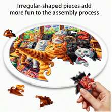 Flat 2D Style, 1 Set 83pcs Acrylic Puzzle Sun Catcher Window Hanging Board, 18.8cm Adult Summer Garden Sun Catcher, Suitable For Yard, Garden And Bar Decoration, Birthday Gift For Women, Men, Moms, Cute Cat Stained Glass Window And Home Hanging Decoration - C - View 6