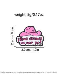 Pin de esmalte con sombrero de vaquero rosa y cita en español, estilo western, broche para solapa, decoración para ropa y mochila, regalo para chica latina - Rosa Fucsia - Ver 2